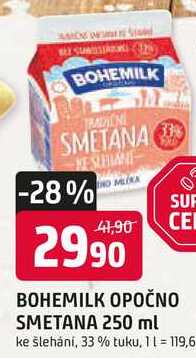 BOHEMILK OPOČNO SMETANA 250 ml ke šlehání, 33% tuku