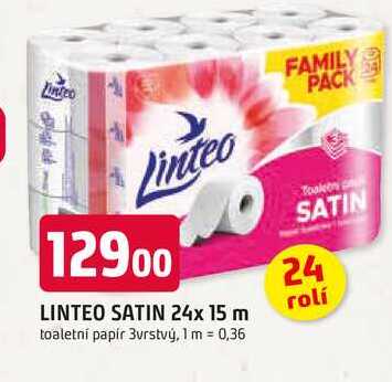 Linteo toaletní papír 3vrstvý, 24 rolí