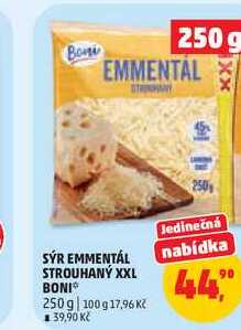 SÝR EMMENTÁL STROUHANÝ XXL BONI, 250 g