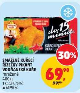SMAŽENÉ KUŘECÍ ŘÍZEČKY PIKANT VODŇANSKÉ KUŘE mražené, 400 g
