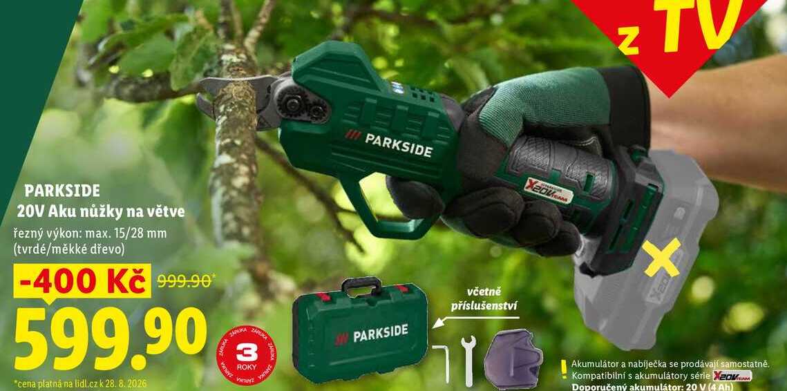 PARKSIDE 20V Aku nůžky na větve 