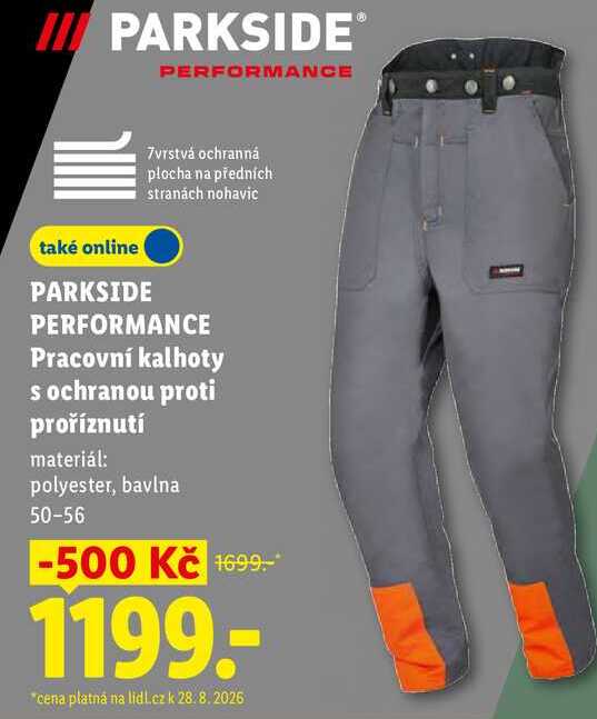 PARKSIDE PERFORMANCE Pracovní kalhoty s ochranou proti proříznutí 