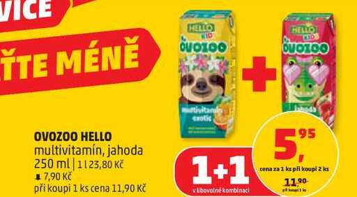 OVOZOO HELLO multivitamín, jahoda, 250 ml 