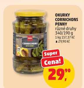 OKURKY CORNICHONS PENNY různé druhy, 340/190 g