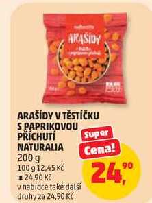 ARAŠÍDY V TĚSTÍČKU S PAPRIKOVOU PŘÍCHUTÍ NATURALIA, 200 g