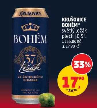 KRUŠOVICE BOHÉM světlý ležák plech, 0,5 l