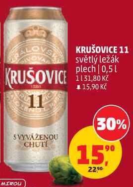 KRUŠOVICE 11 světlý ležák plech, 0,5 l