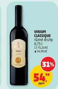 VINIUM CLASSIQUE různé druhy, 0,75 l
