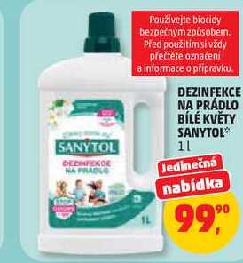 DEZINFEKCE NA PRÁDLO BÍLÉ KVĚTY SANYTOL, 1 l 