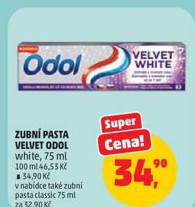 ZUBNÍ PASTA VELVET ODOL white, 75 ml