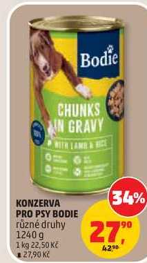 KONZERVA PRO PSY BODIE různé druhy, 1240 g