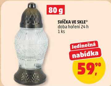 SVÍČKA VE SKLE doba hoření 24 h, 1 ks