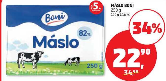 Boni Máslo 82%, 250 g v akci