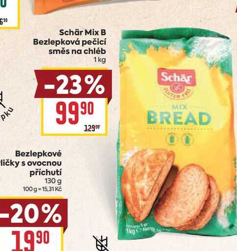 Schär Mix B Bezlepková pečicí směs na chléb 1kg