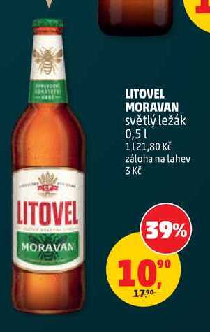 LITOVEL MORAVAN světlý ležák, 0,5 l v akci