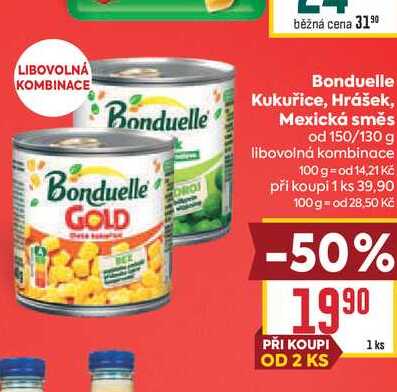 Bonduelle Kukuřice, Hrášek, Mexická směs od 150/130 g 