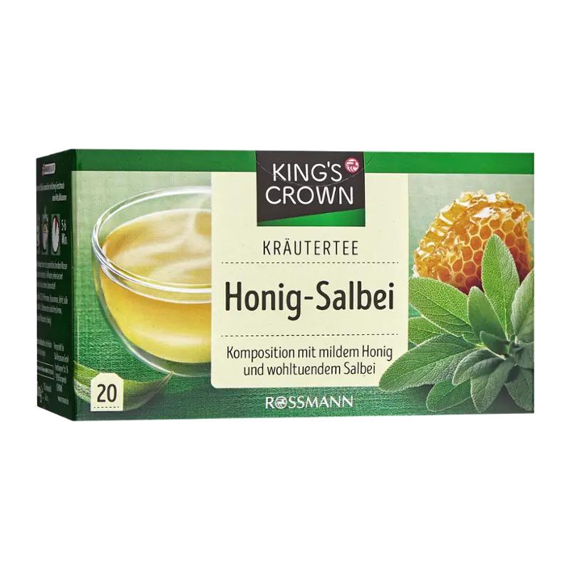 King's Crown Bylinný čaj se šalvějí a medem, 40 g