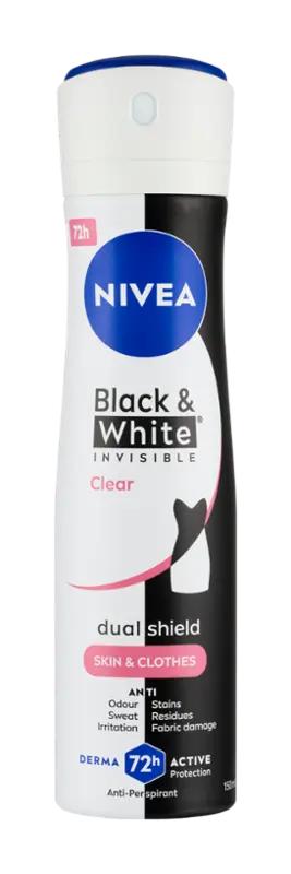 NIVEA Antiperspirant sprej pro ženy Black & White Invisible Clear, 150 ml