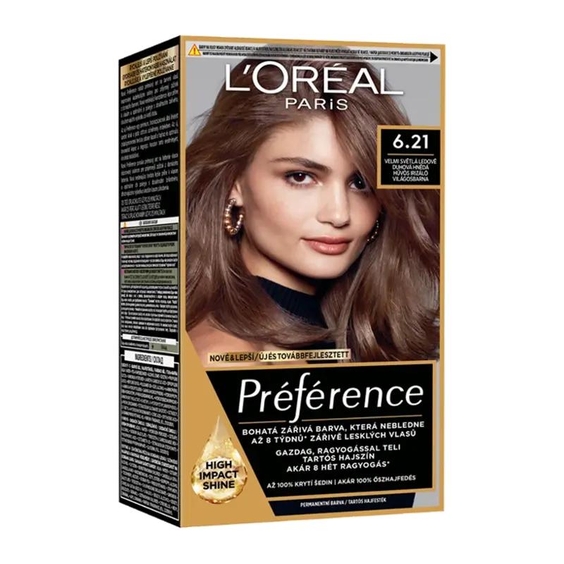 L'Oréal Barva na vlasy Préférence 6.21 velmi světlá ledově duhová hnědá, 1 ks