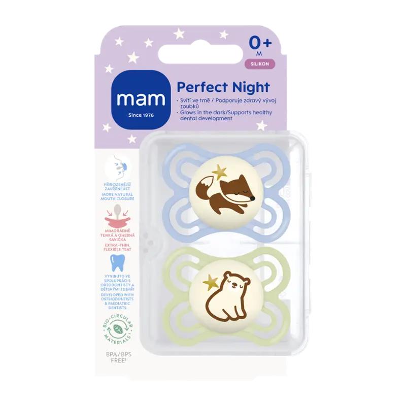 MAM Dudlík Perfect Night 0+ měs. modrý/zelený, 2 ks