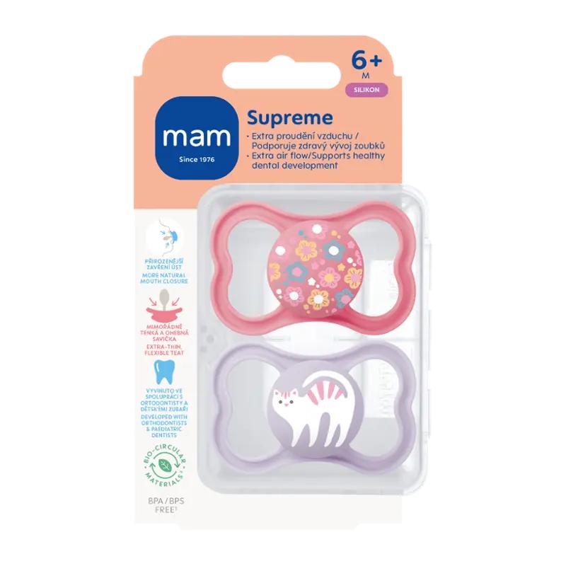 MAM Dudlík Supreme 6+ měs. růžový/fialový, 2 ks