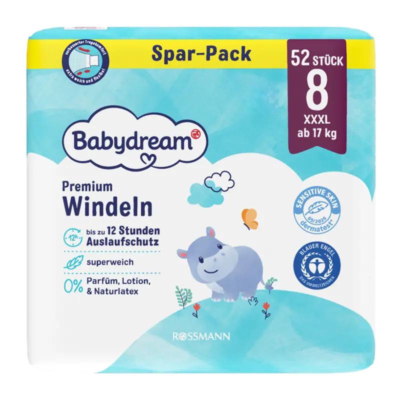 Babydream Pleny premium XXXL Jumbo, 17+ kg, vel. 8, 52 kusů, 52 ks