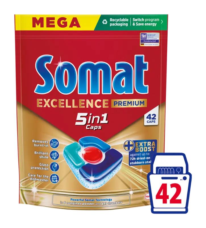 Somat Tablety do myčky Excellence Premium 5 in 1, 42 ks