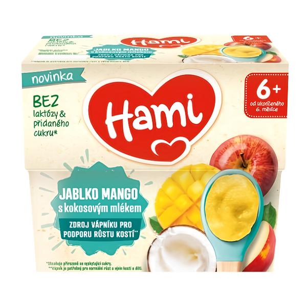 Hami Ovocný příkrm Jablko mango s kokosovým mlékem (4x 95 g)