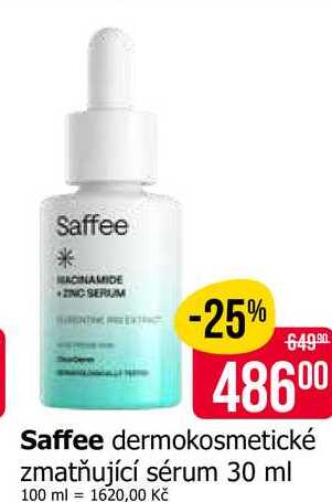 Saffee dermokosmetické zmatňující sérum 30 ml