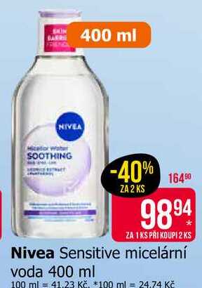 Nivea Sensitive micelární voda 400 ml