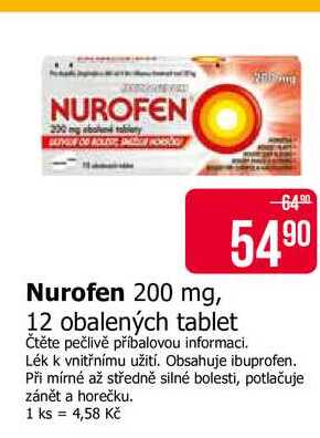 Nurofen 200 mg, 12 obalených tablet 