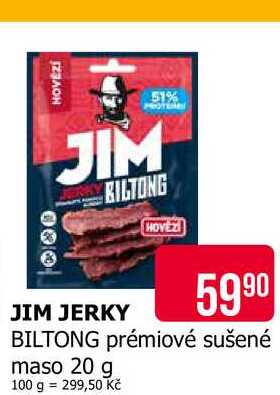 JIM JERKY BILTONG prémiové sušené maso 20 g