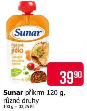Sunar příkrm 120 g, různé druhy