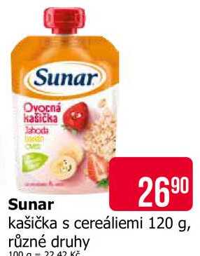 Sunar kašička s cereáliemi 120 g, různé druhy
