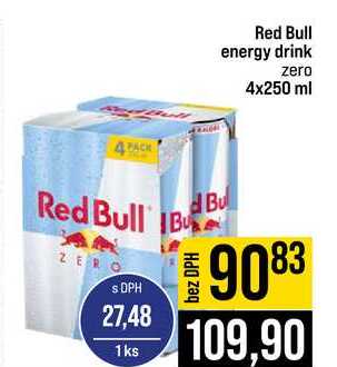 Red Bull energy drink zero 4x250 ml