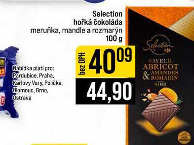 Selection hořká čokoláda meruňka, mandle a rozmarýn 100 g 