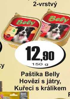Paštika Belly Hovězí s játry, Kuřecí s králíkem 150 g