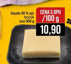 Gouda 45% sýr bloček cca 300 g 100 g