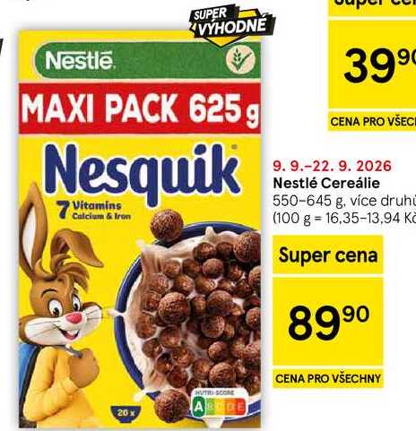 Nestlé Cereálie, 550-645 g, více druhů