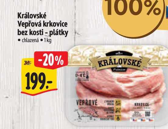 Královské Vepřová krkovice bez kosti - plátky 1 kg