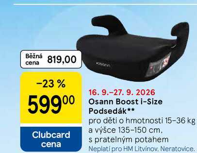 Osann Boost i-Size Podsedák, pro děti o hmotnosti 15-36 kg a výšce 135-150 cm 