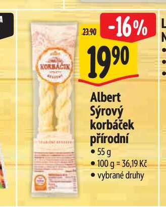 Albert Sýrový korbáček přírodní 55 g
