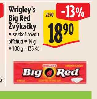 Wrigley's Big Red Žvýkačky se skořicovou příchutí 14 g