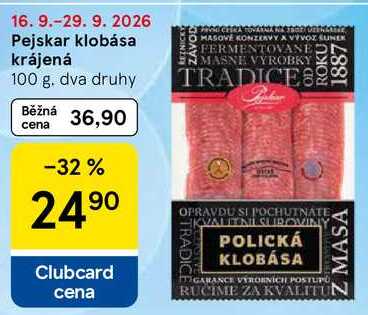 Pejskar klobása krájená, 100 g