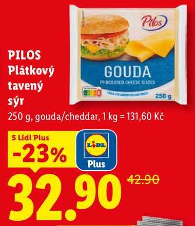 PILOS Plátkový tavený sýr, 250 g