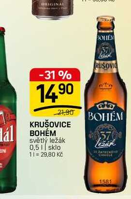 KRUŠOVICE BOHÉM světlý ležák 0,5l