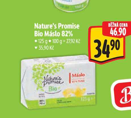 Nature's Promise Bio Máslo 82% 125 g  v akci