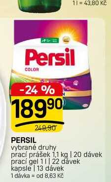 PERSIL vybrané druhy prací prášek 1,1 kg | 20 dávek prací gel 11| 22 dávek kapsle 13 dávek