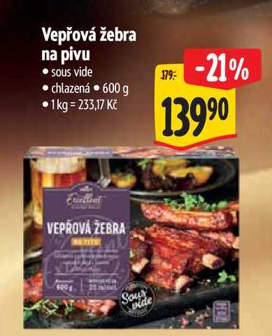 Vepřová žebra na pivu, 600 g 