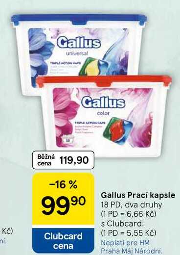 Gallus Prací kapsle, 18 PD, dva druhy